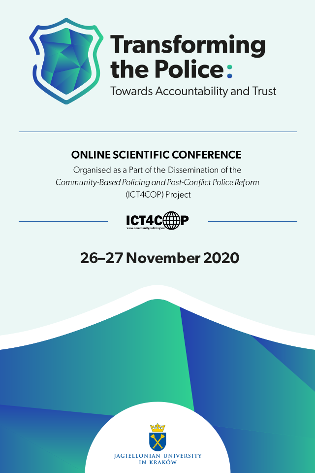 Plakat informujący o konferencji Transforming the Police: Towards Accountability and Trust